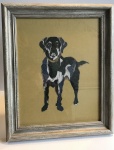 Exclusive Framed Embroidery Print ''Labrador'' on Mustard by Ema Corcoran for Hilly Horton Home